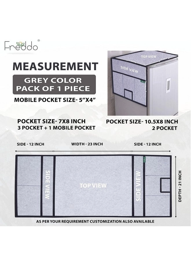 Refrigerator Top Cover - 5 Pocket 35 x 24 inch Grey Black