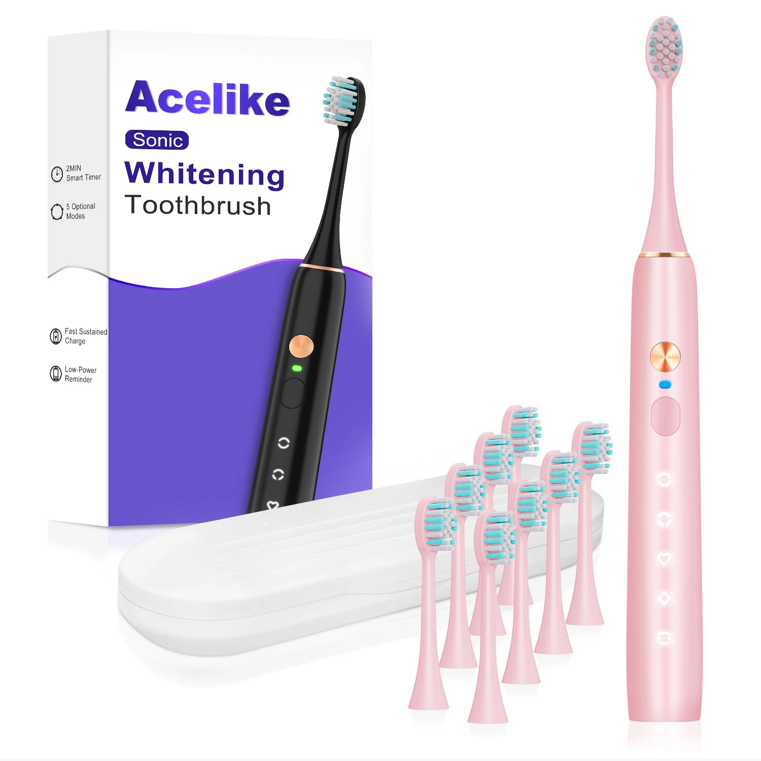 Electric Toothbrush - 30000-45000 VPM 8 Brush Heads IPX7