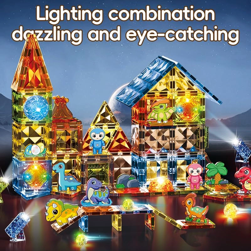 Light Diamond Magnetic Tiles - Dinosaur 98pcs