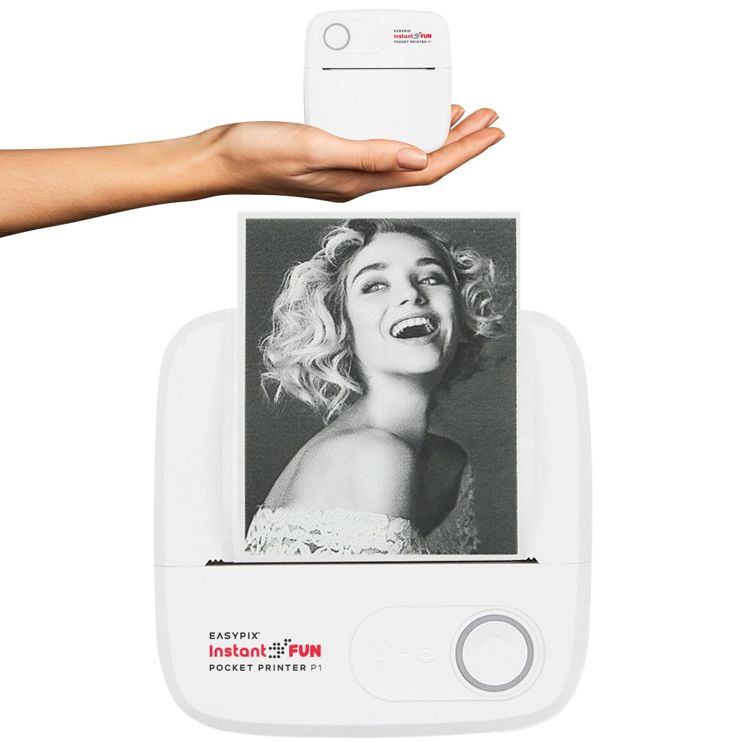 Easypix InstantFUN Pocket Printer P1 - Black and White Thermal Printing Portable