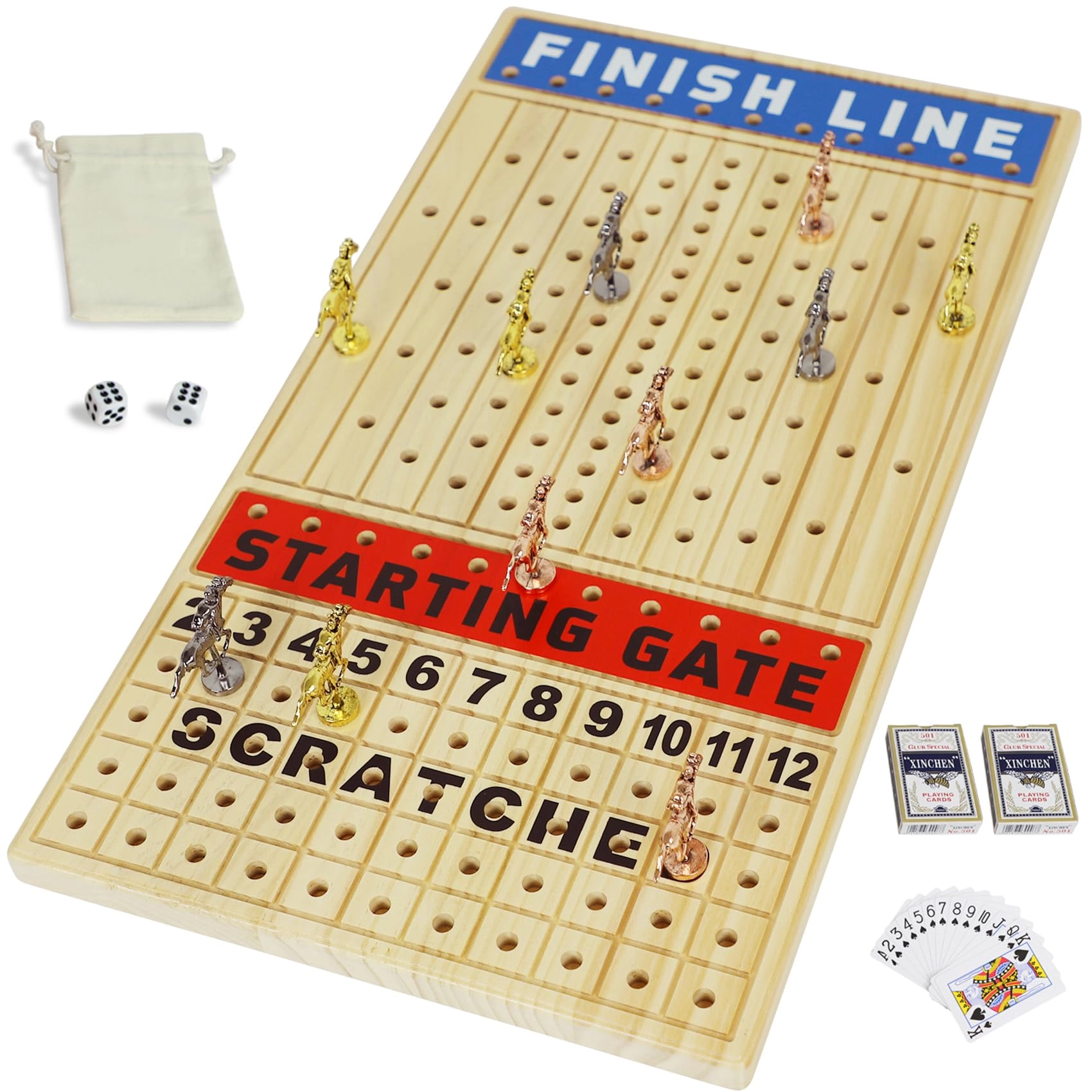 Horse Race Board Game - 11 Horses 4 Dice Solid Wood