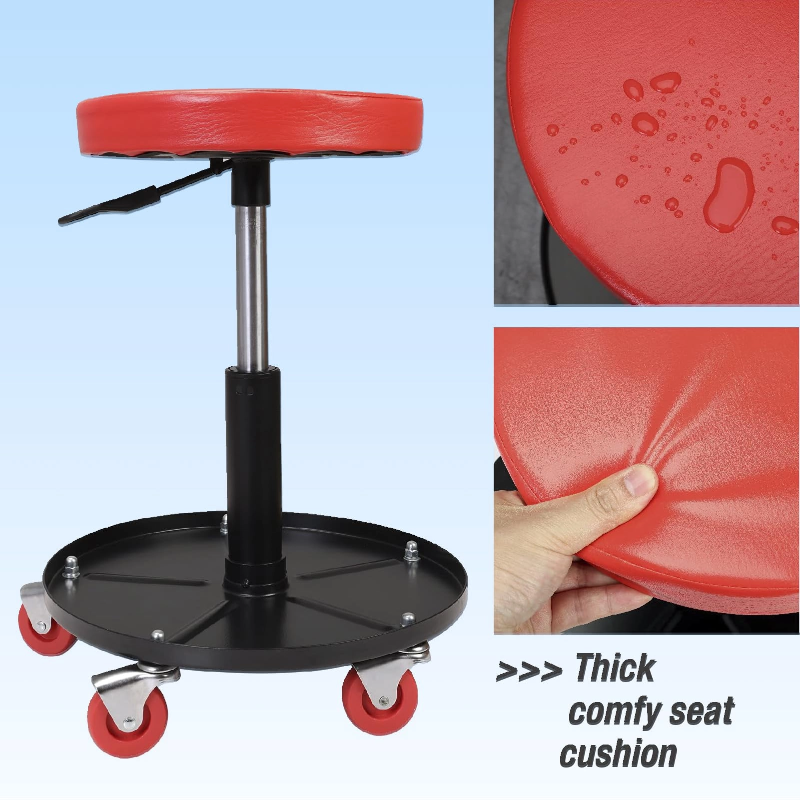 Creeper Seat - Red Pneumatic Adjustable