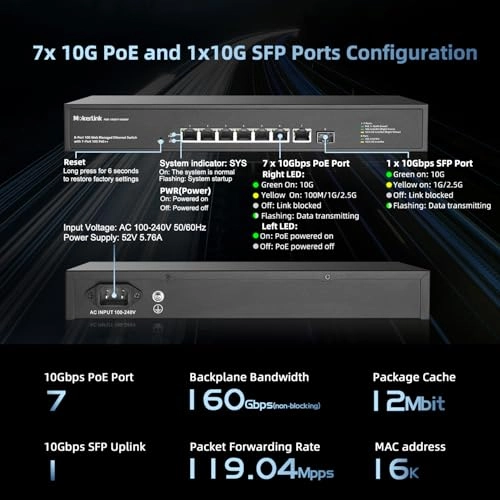 7*10G POE Managed 8-Ports