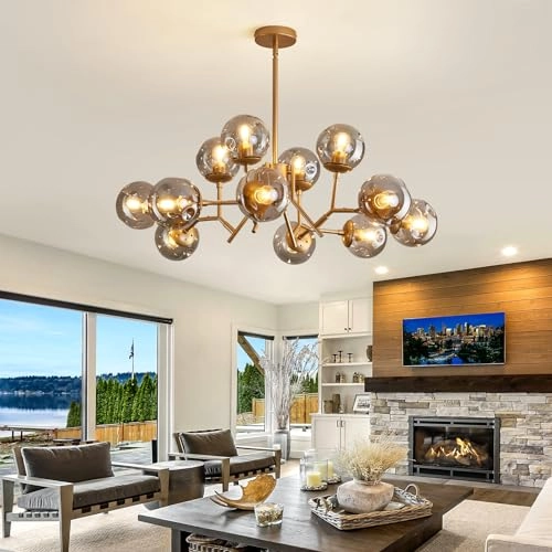 12-Light Glass Globe Sputnik Chandelier