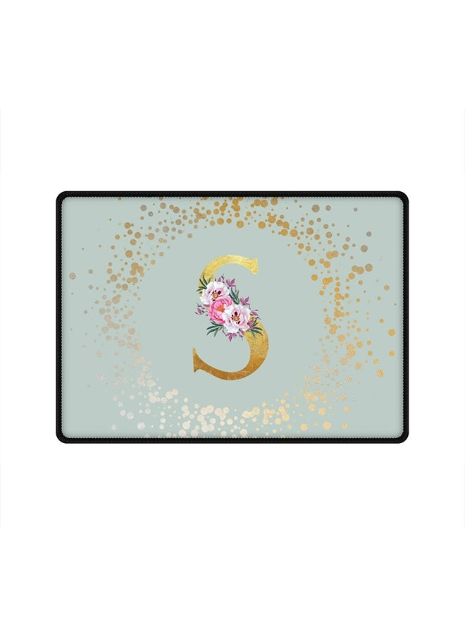 Custom Monogram Initial Letter Floral Pattern Alphabet Cloth Gaming Mouse Pad - 35x25 cm