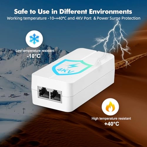 2.5 Gigabit PoE+ Injector - 48V 60W 1 802.3af/at/bt 2500 Megabits Per Second