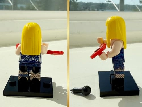Superstar Minifigure - Blue Dress and Red Electric Guitar Set