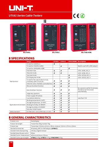 UT681L - RJ 45/RJ 11 Cable Connection Tester