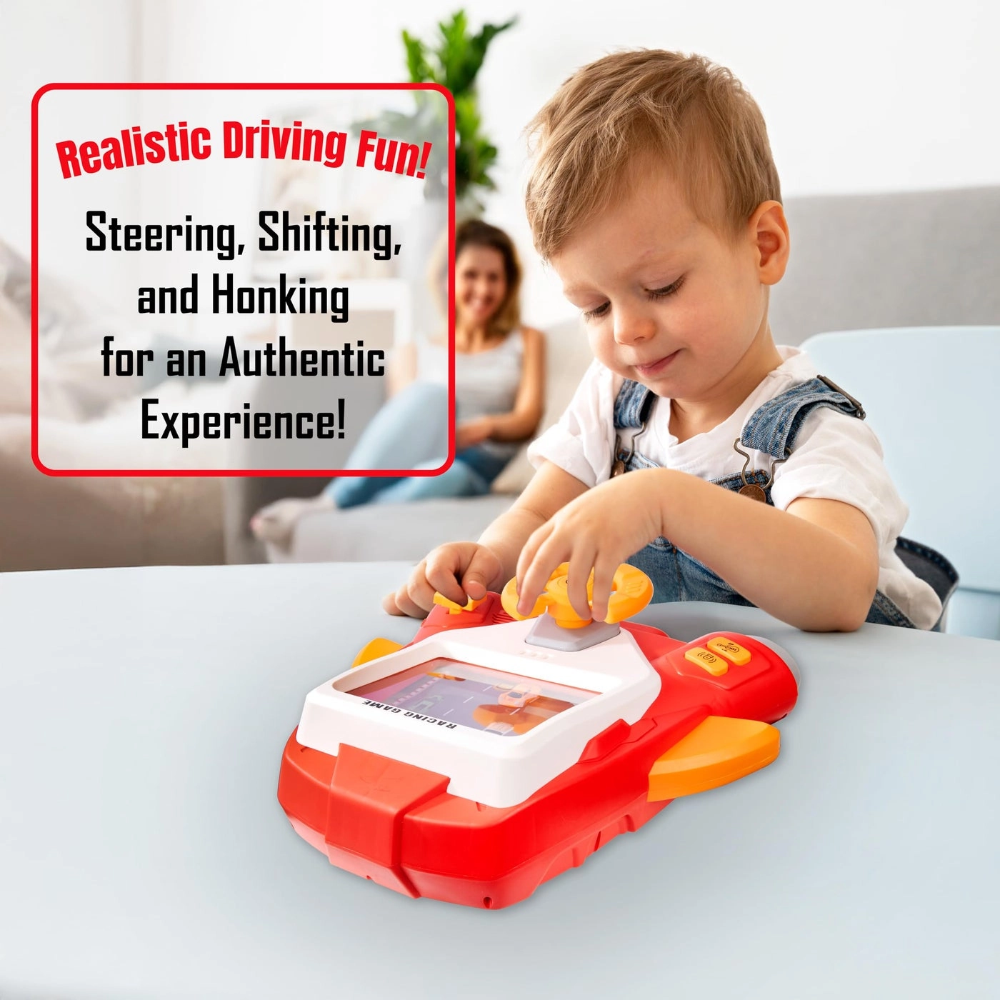 Kiddie Play Racing Car Steering Wheel - Lights Sounds 3 AA batteries