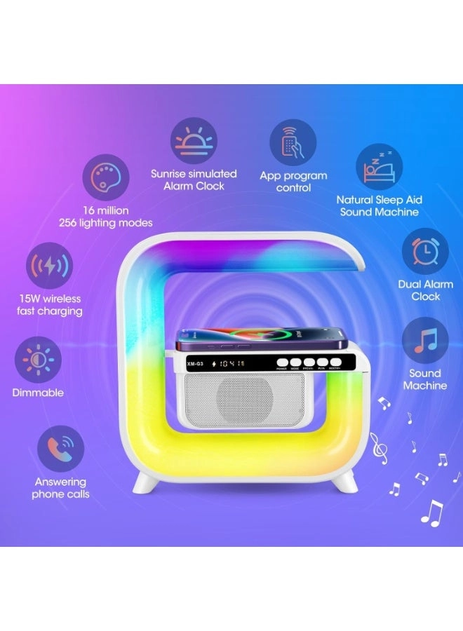 Smart Lamp Bluetooth Speaker - 15W Wireless Charging RGB