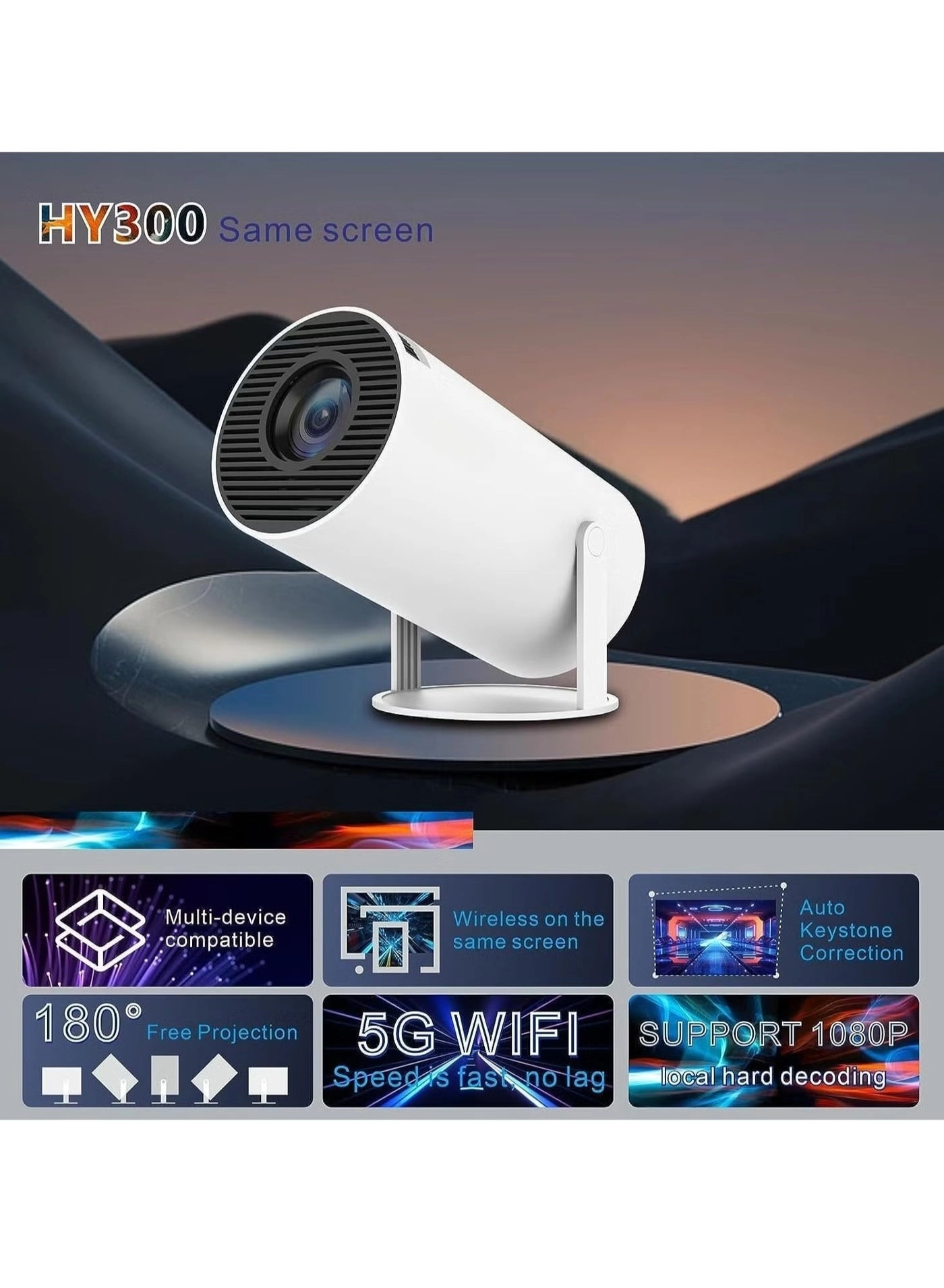 Smart 5G Portable Projector - HD 1080P