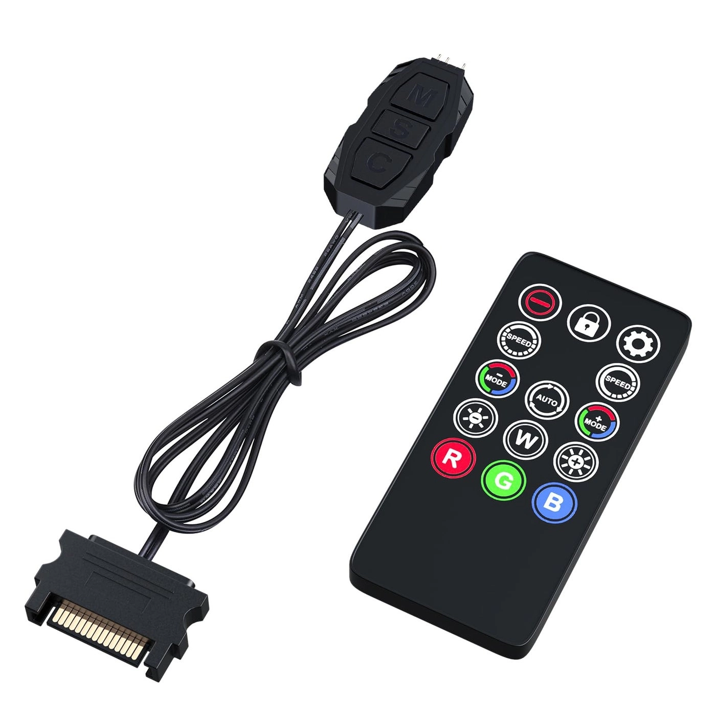 DS leddess Mini ARGB PC Fans Controller Kit - 3-Pin SATA Power 14 Key Remote