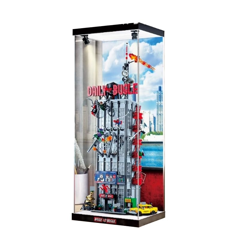 HCAEIOFJ Clear Acrylic Display Case (76178) - 15.74x13.77x33.46in. Backgrund+Top Light