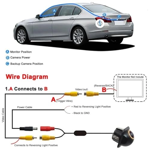 Rear View Camera - Night Vision 4PIN 480P 1080P