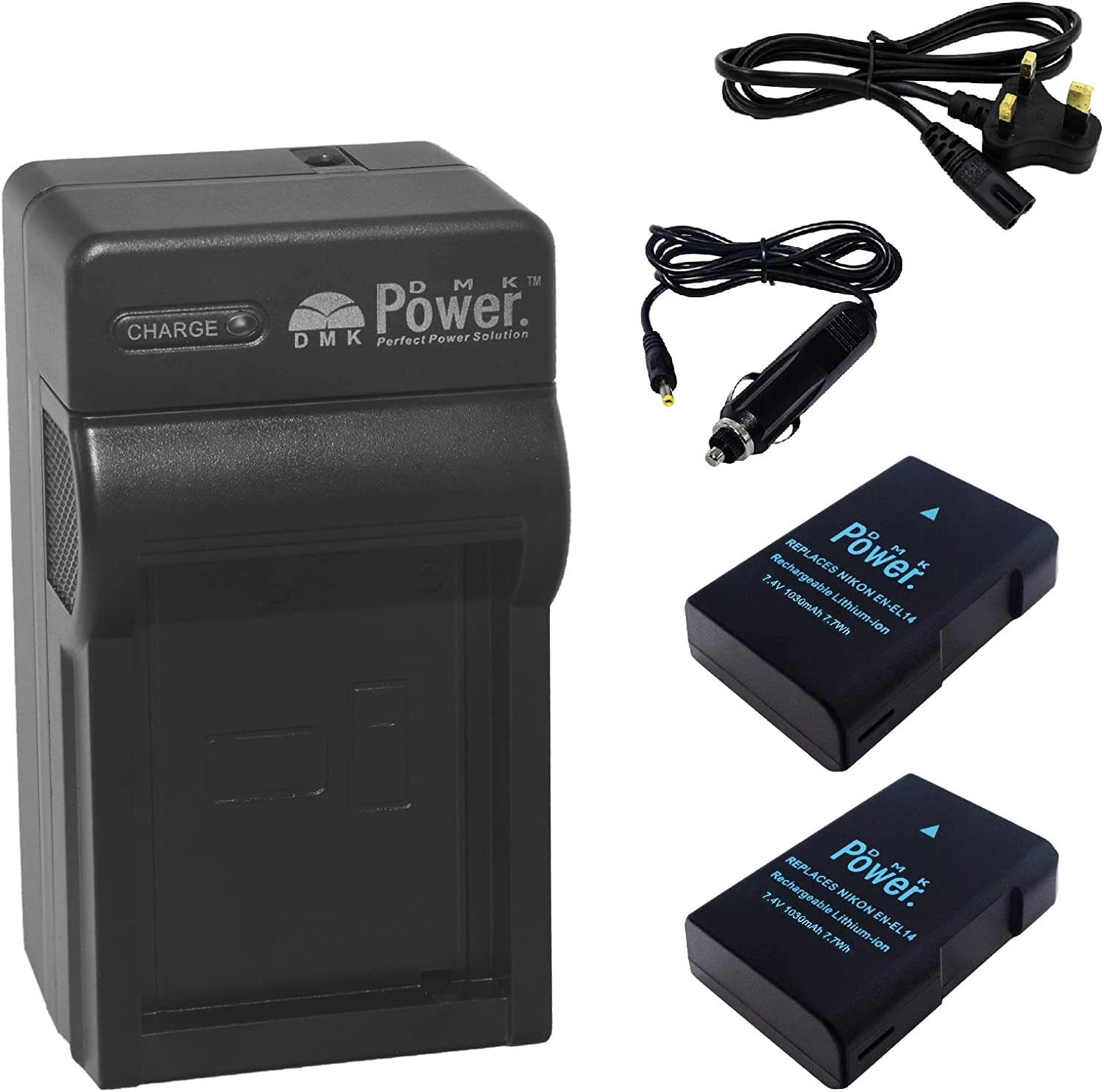 EN-EL14 EN-EL14A Replacement Battery - 2 Pack + Dual USB Charger