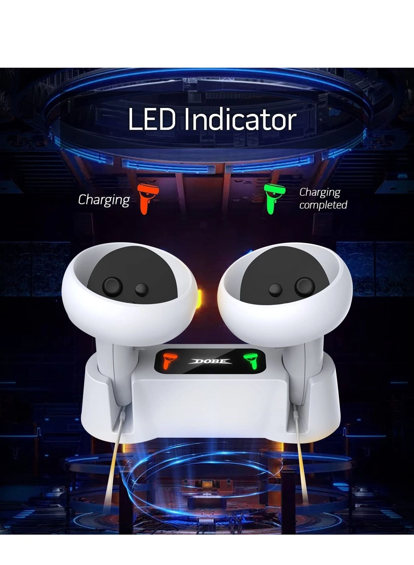 Charging Dock for Oculus Quest 2 Controllers - Fast Charging 2 Rechargeable Batteries Type-C Charging Cable Set