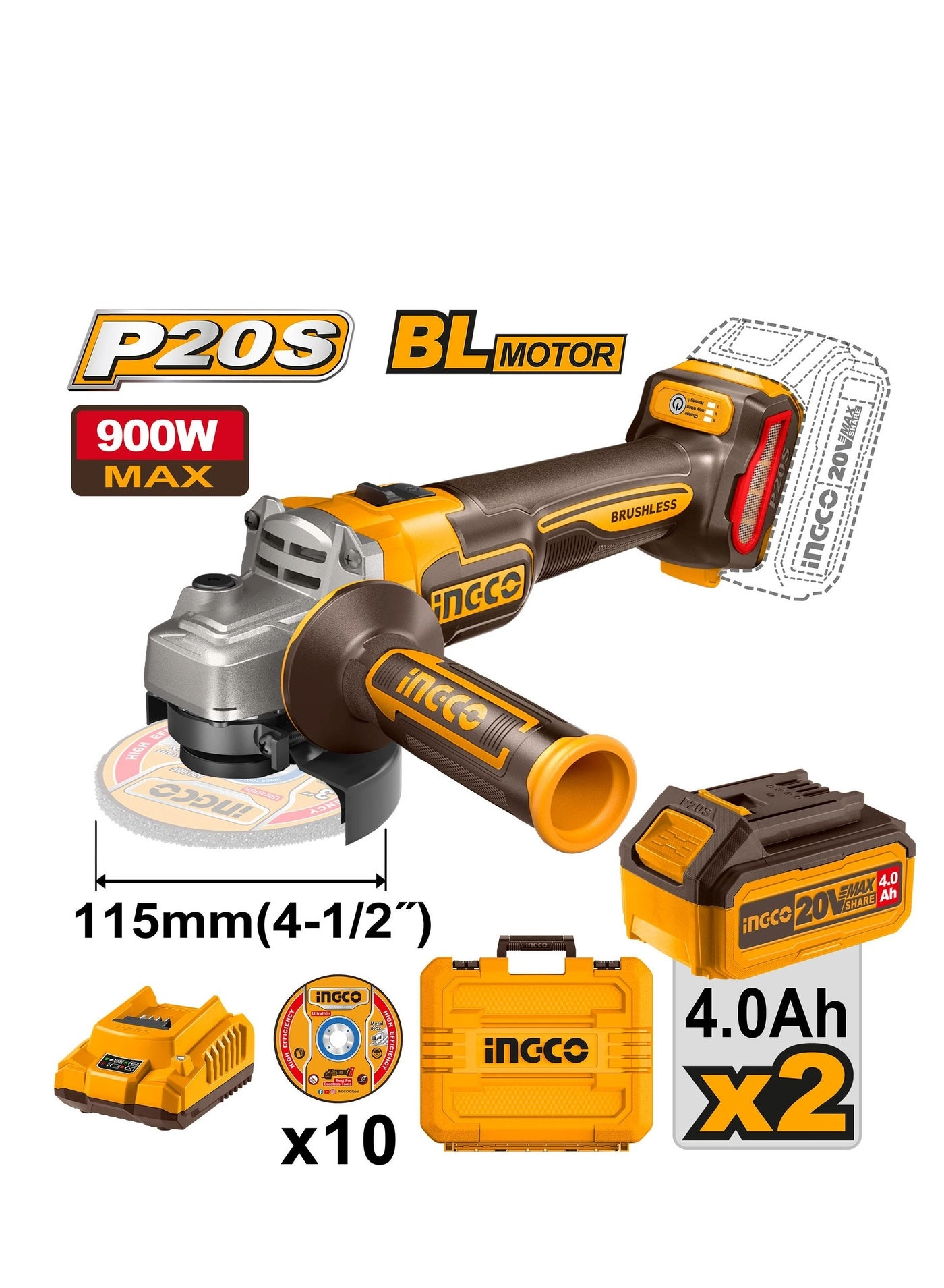 Ingco CAGLI211542 - 115mm