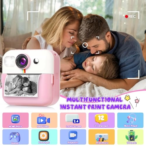Photomaker Kit Kids 1080P Instant Print Camera + DIY Journal Kit - 93 Pcs