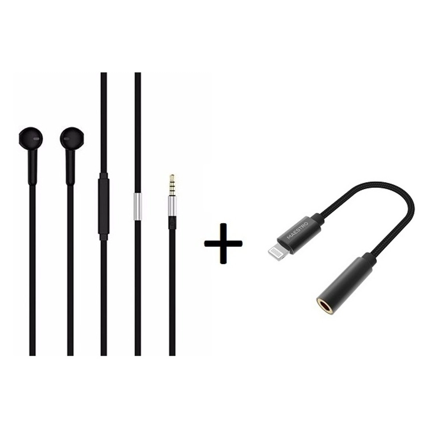 Maestro AAPLEEAR Wired Earphone + MFI100AUX Wired Adapter
