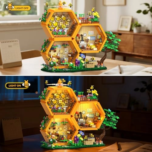 Bee House Building Kit - 1425 Pieces LED Light