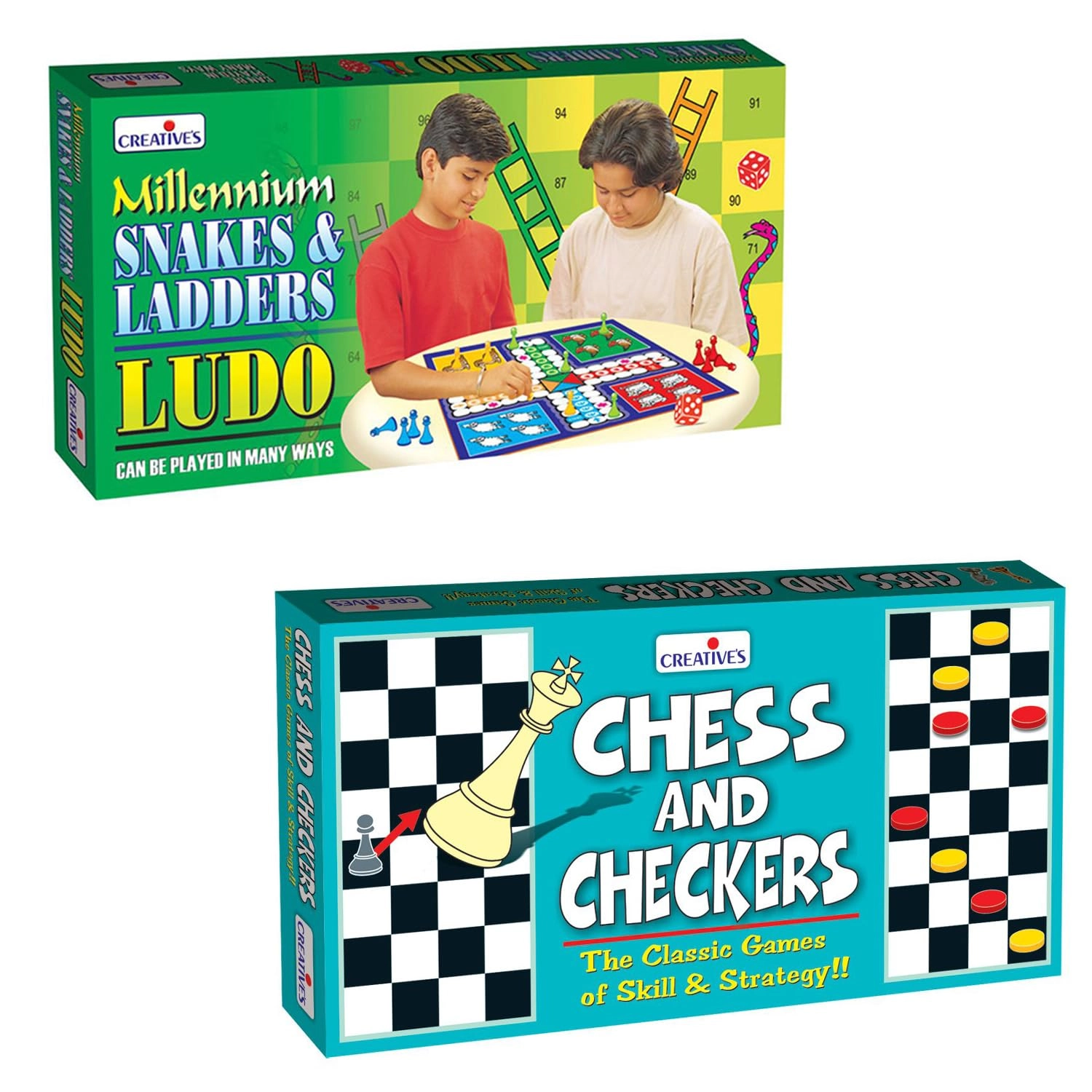 Creative's Snakes & Ladders + Ludo + Chess + Checkers