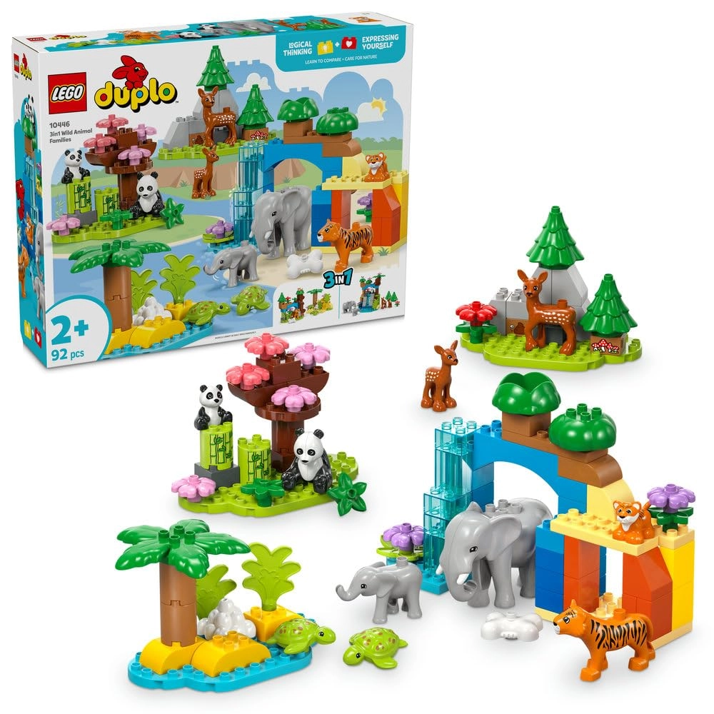 LEGO DUPLO Wild Animal Families (10446) - 3in1 Montessori Toddler Learning Toy