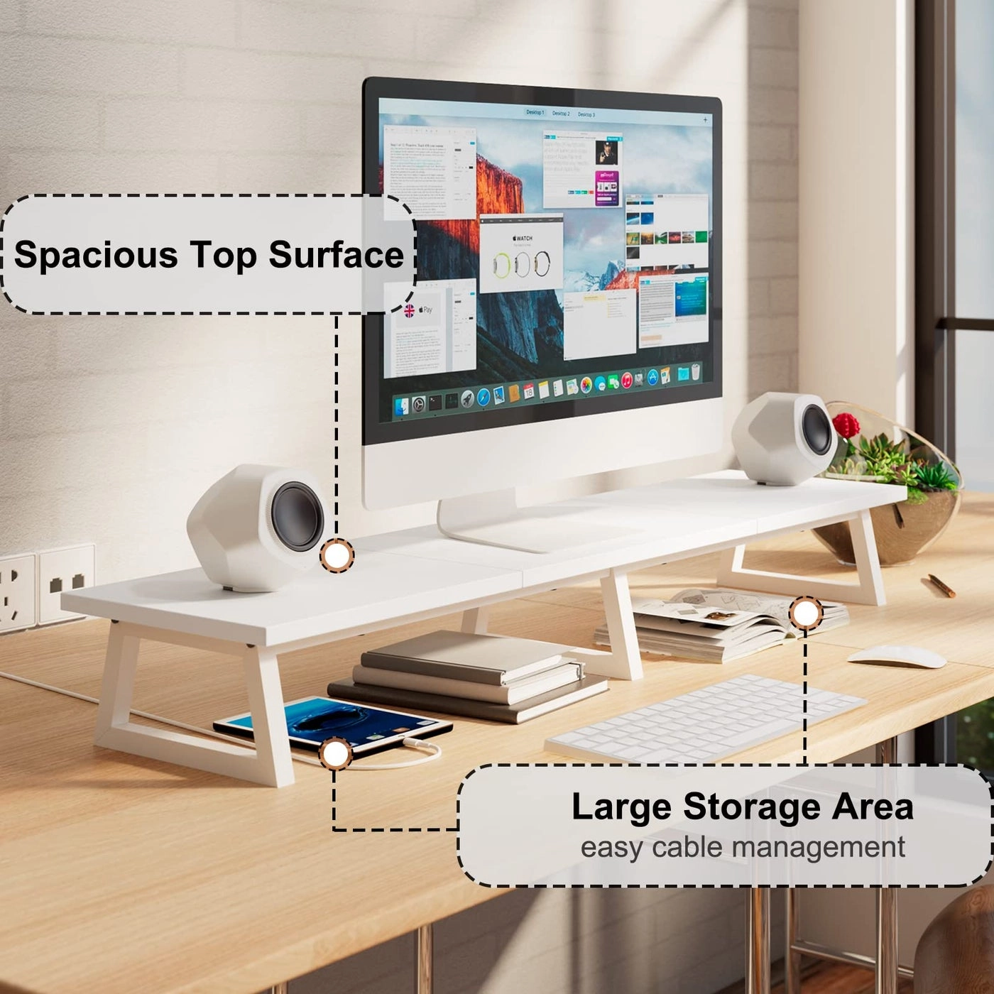 Monitor Stand Riser - White 2 Pack 2 Tier