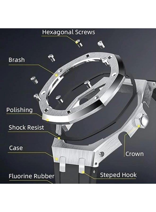 Soft Silicone Strap Metal Case - For G-Shock Golden Black
