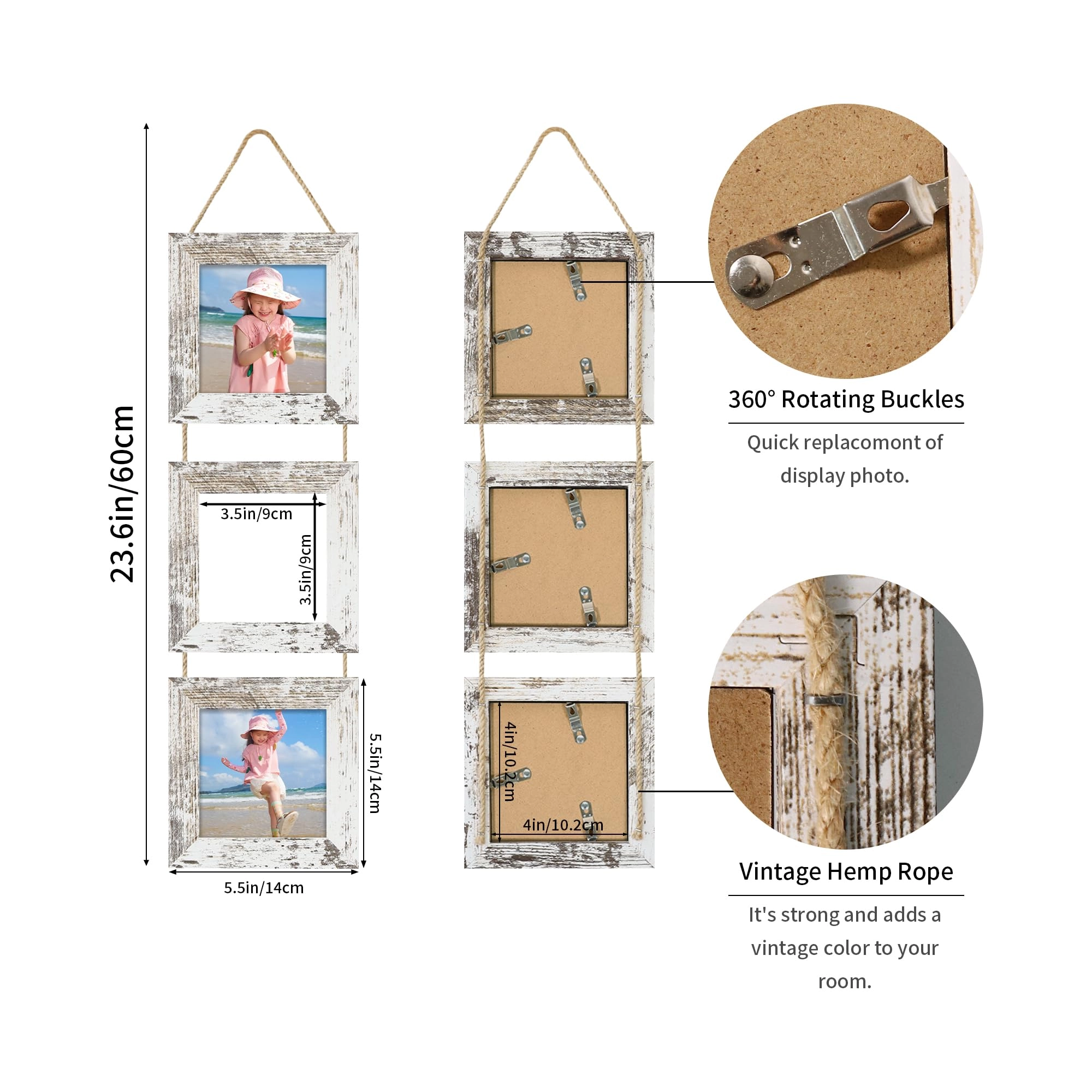 Collage Picture Frames - 4x4 in 3 Opening