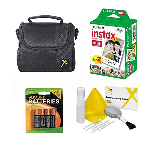 Fujifilm, Xit Instax Mini Film - 86 x 54 mm 20 Prints + Padded Case + Duracell AA Batteries + Deluxe Cleaning Kit