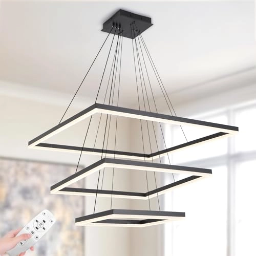 Modern LED 3-Square Chandelier - 3000K-6000K Dimmable