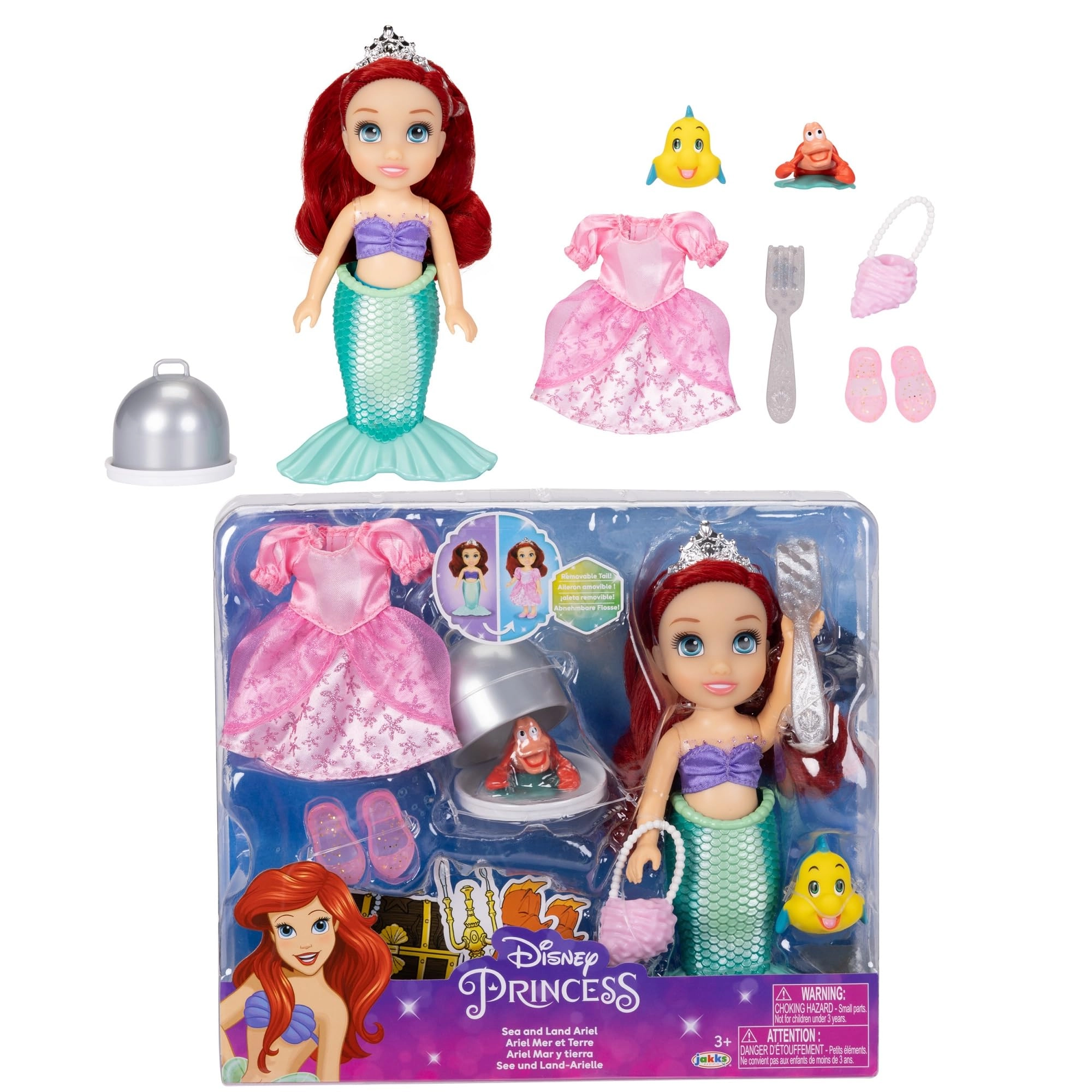 Disney Ariel Doll - 6 TALL Plastic Sea to Land Ages 3+