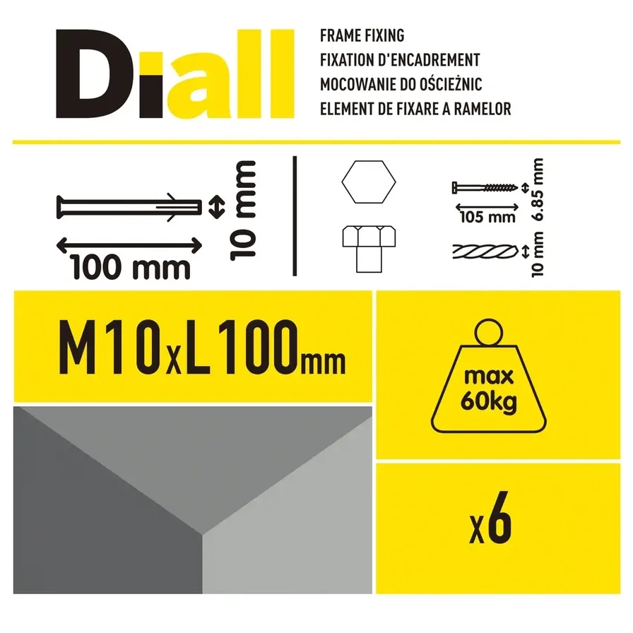 Hex Frame Fixing - 100 mm 6.85 mm