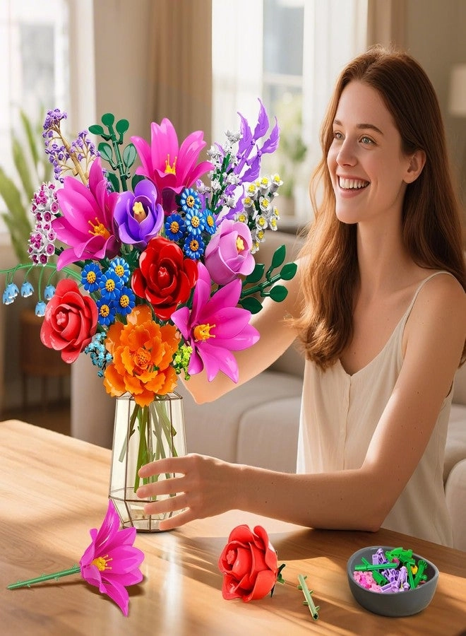 Valentines Flowers Bouquet Building Set - 1054pcs