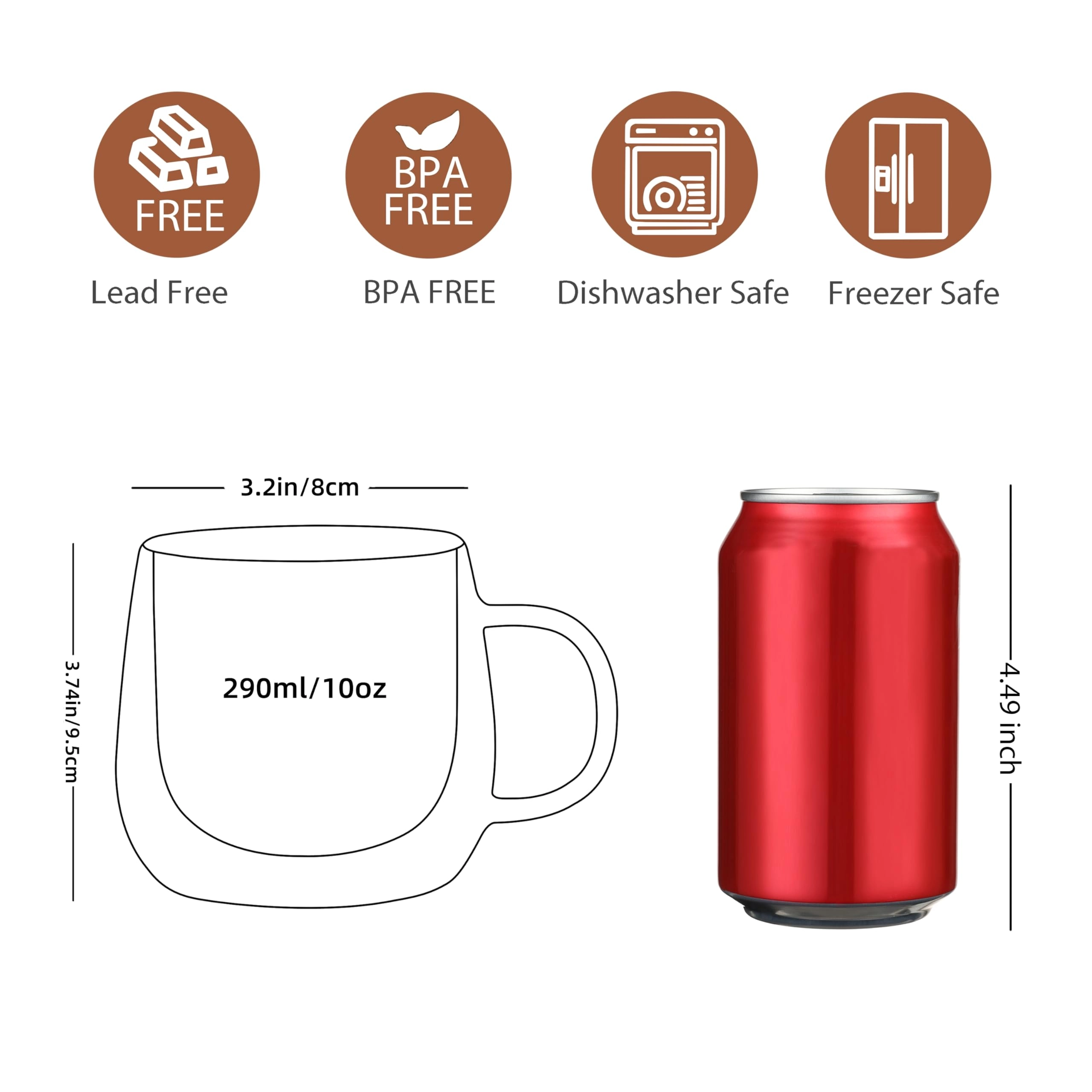 Glass Mug - 4 pcs - 290 ml