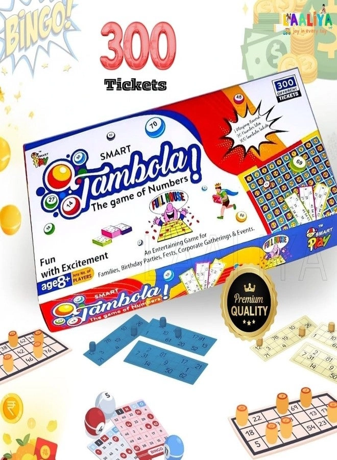 Smart Tambola - 300 Different Tickets Number Calling Board Marker Coins