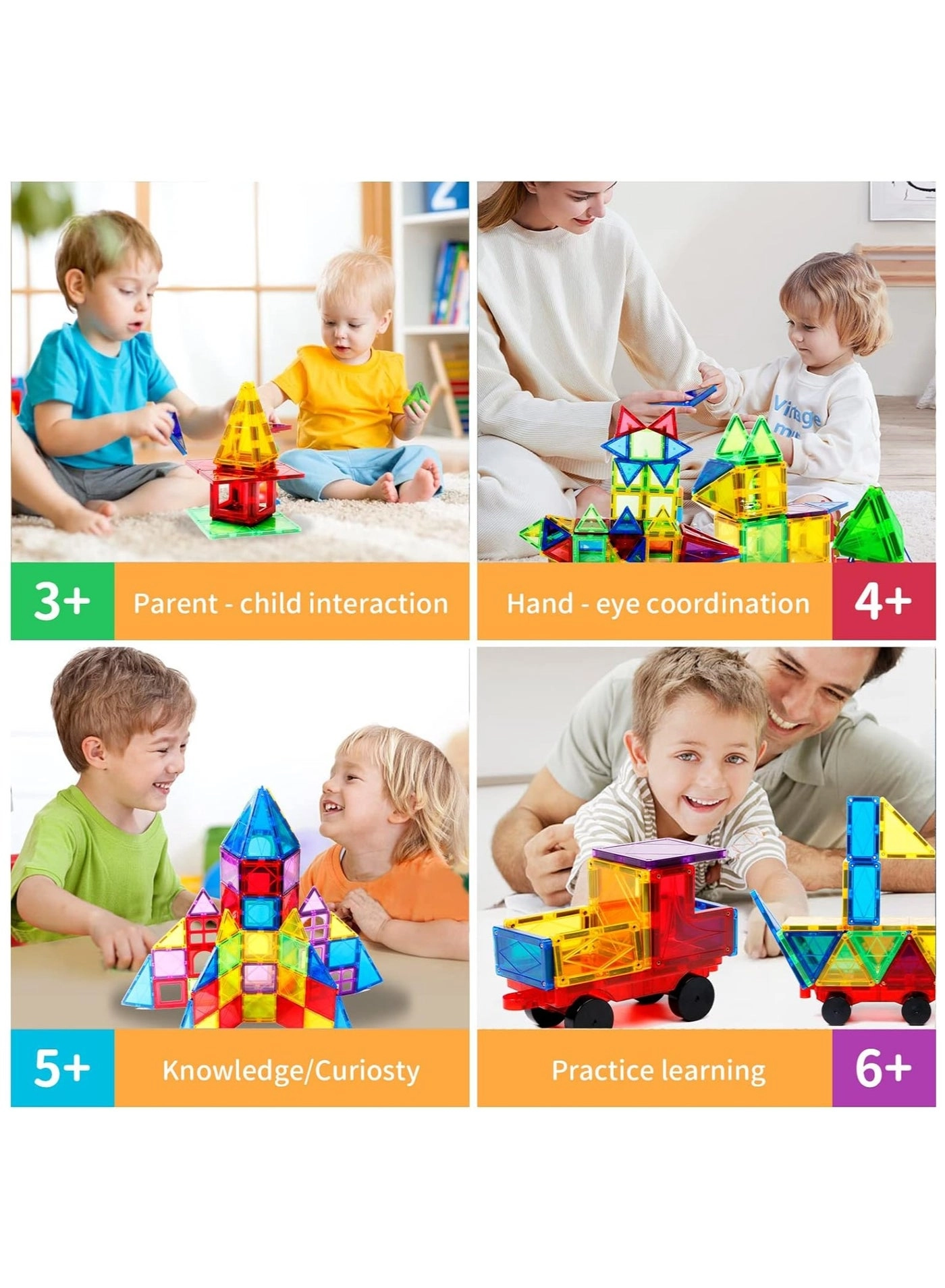 Color Window Magnetic Piece Building Blocks - 78pcs