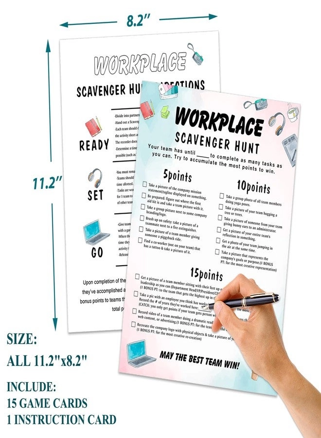 Work Party Photo Scavenger Hunt - Adult 15 cards