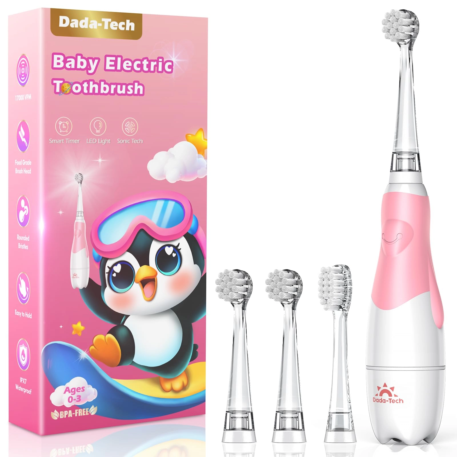 DADA-TECH Baby Toothbrush - Sonic Pink 1 Count