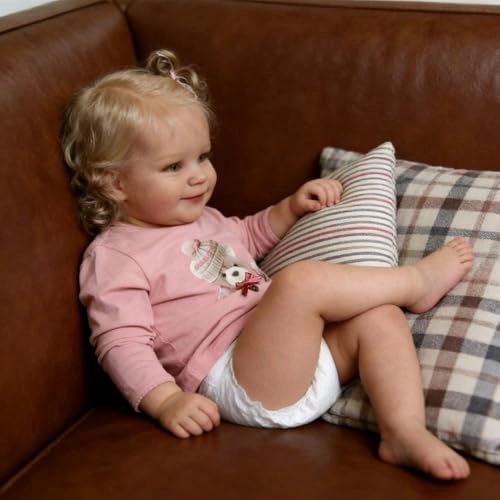 Reborn Baby Doll - 20 Inch 50 cm Vinyl Girl Smiling Blonde Hair Ages 3+