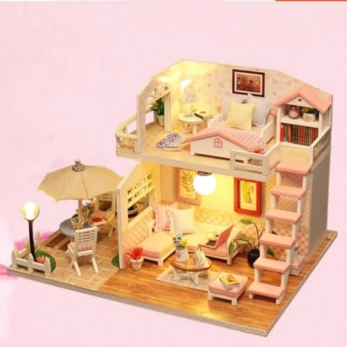 Miniature Dollhouse - Pink LED Lights