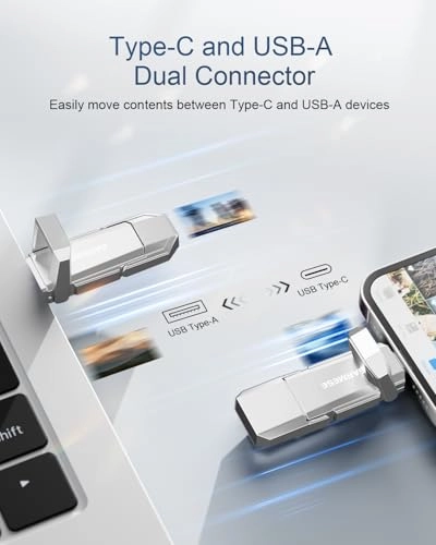 USB C Flash Drive - USB 3.2 Gen 1 USB-A + Type-C 256 GB
