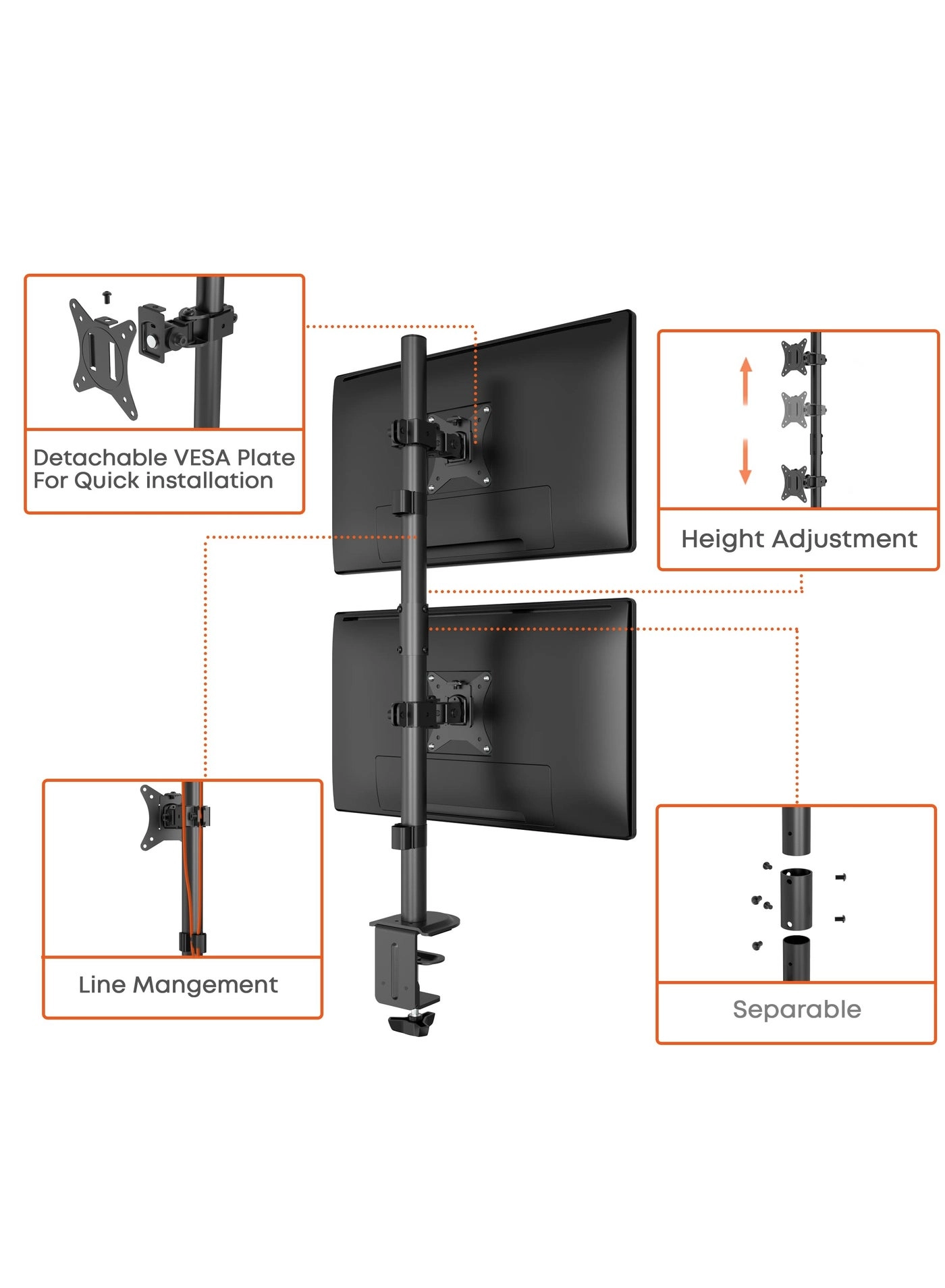 Dual Monitor Stand - 32 inch 75mm x 75mm 100mm x 100mm