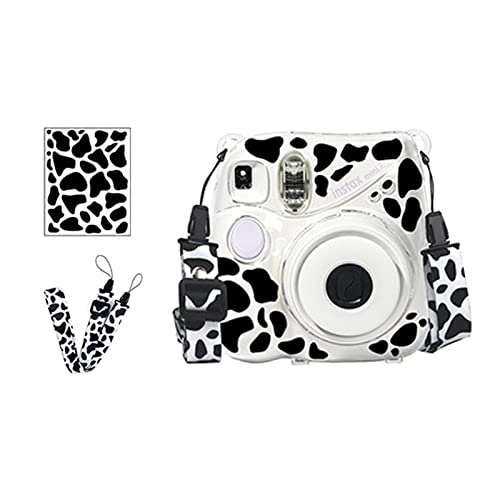Transparent Crystal Camera Case - for Fujifilm Instax Mini 7+ + Adjustable Shoulder Strap + Stickers + Film Pocket Pictures Holder