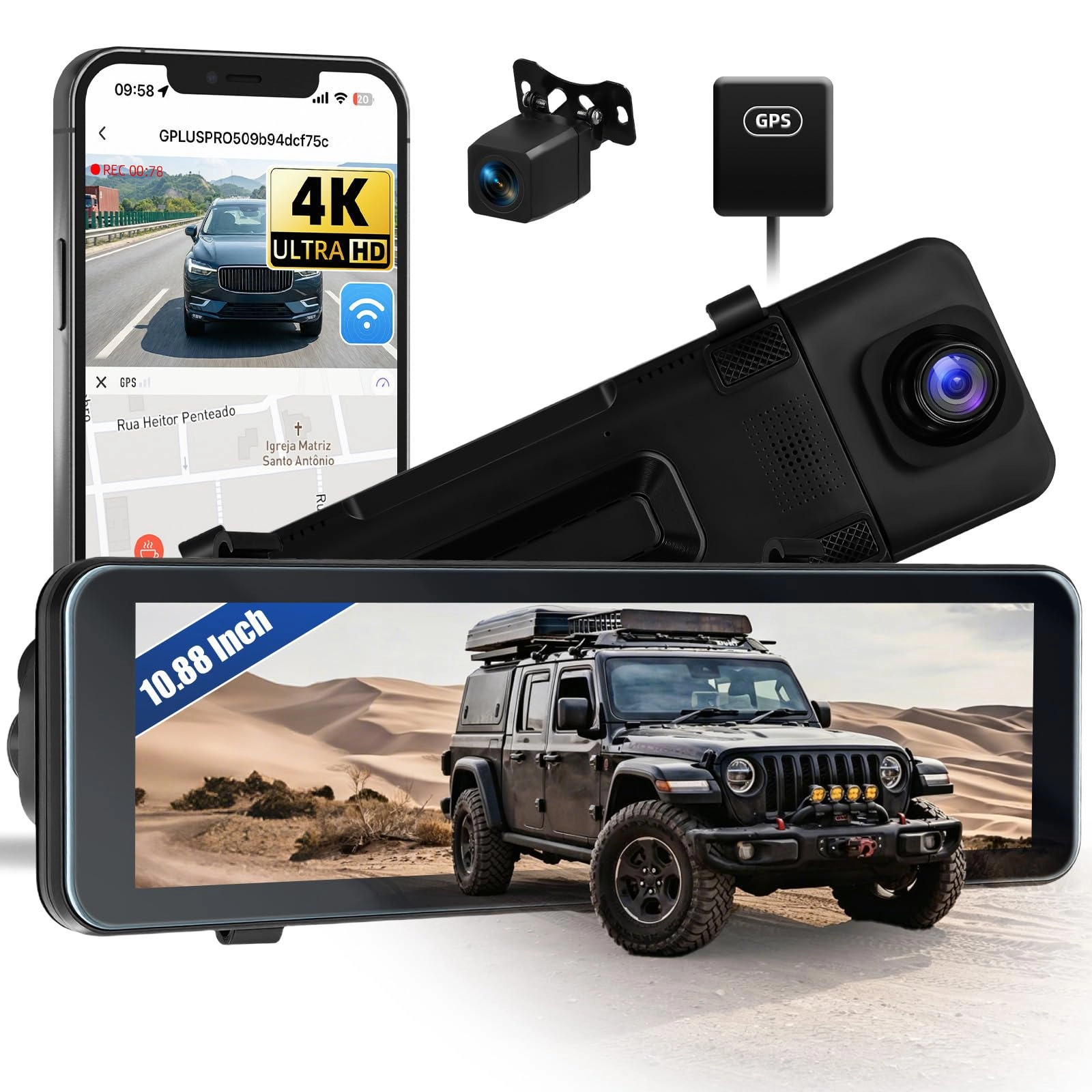 SIXWIN Mirror Dash Cam - 4K+1080P