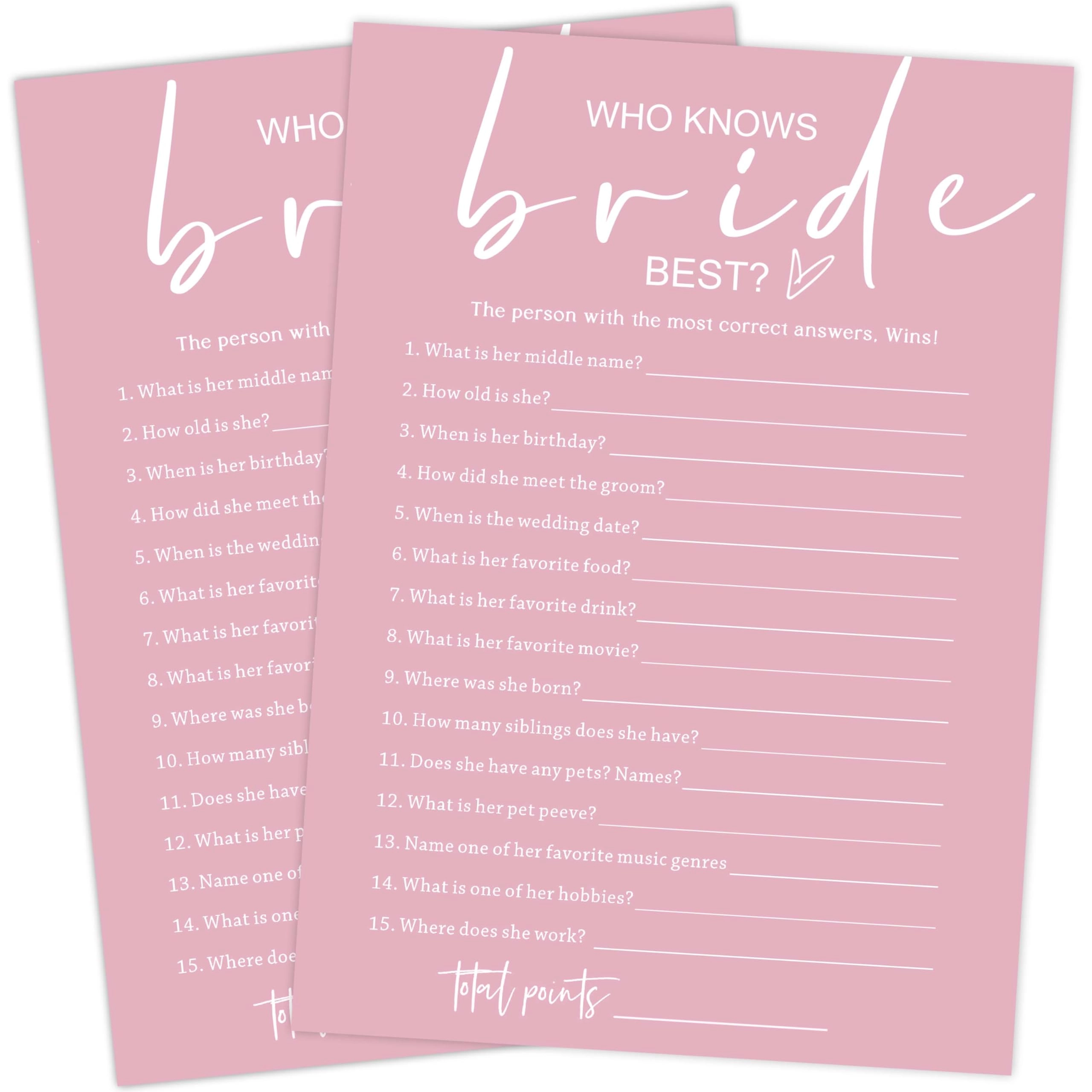 Buildinest Bridal Shower Games - Adult 25 pieces