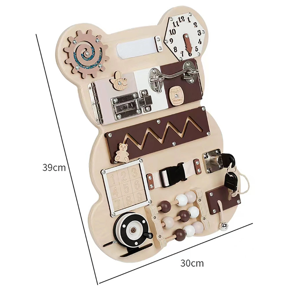 Bear Shaped Montessori Wooden Busy Board