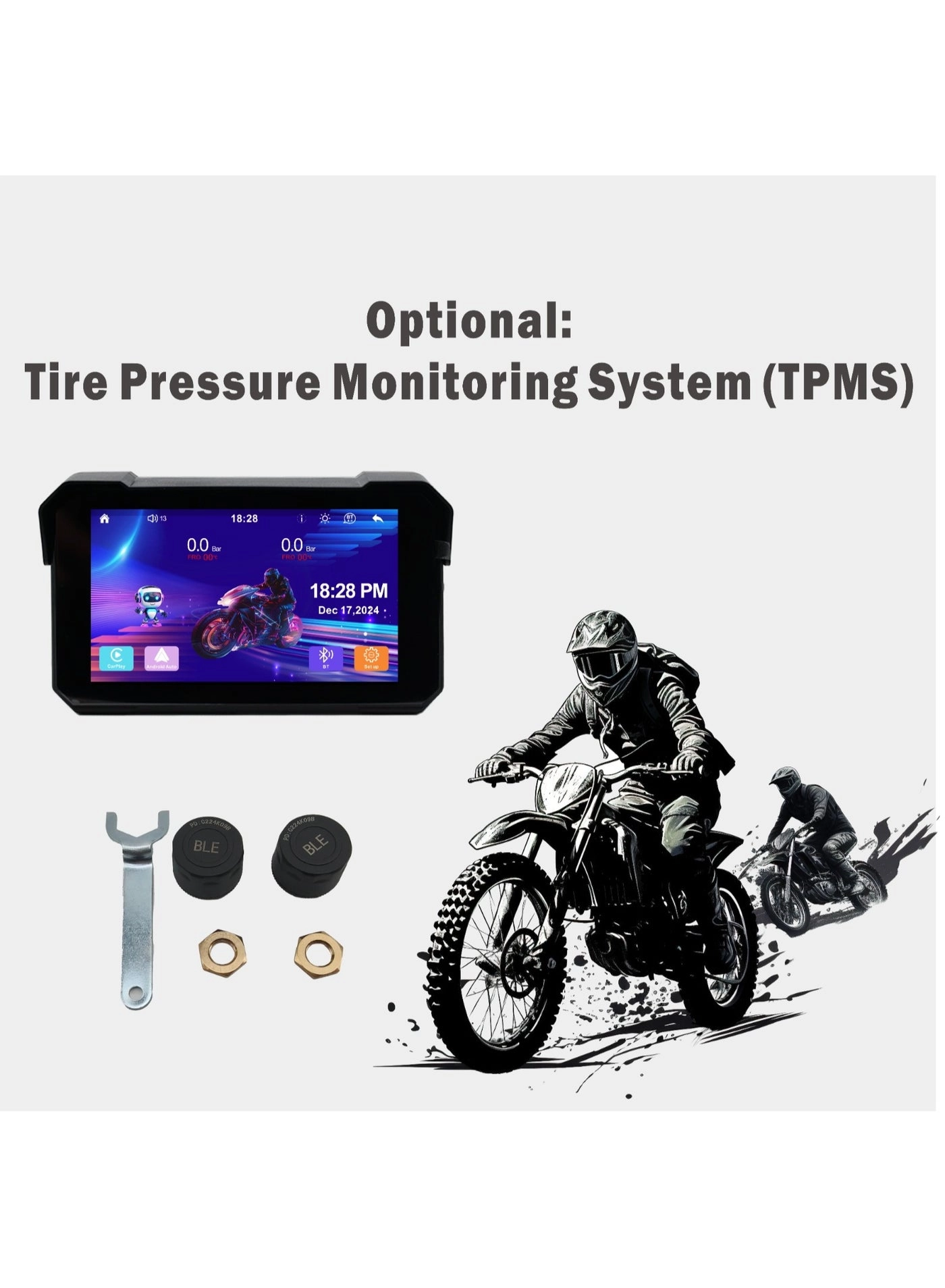 Motorcycle Wireless CarPlay & Android Auto Screen - 5-Inch