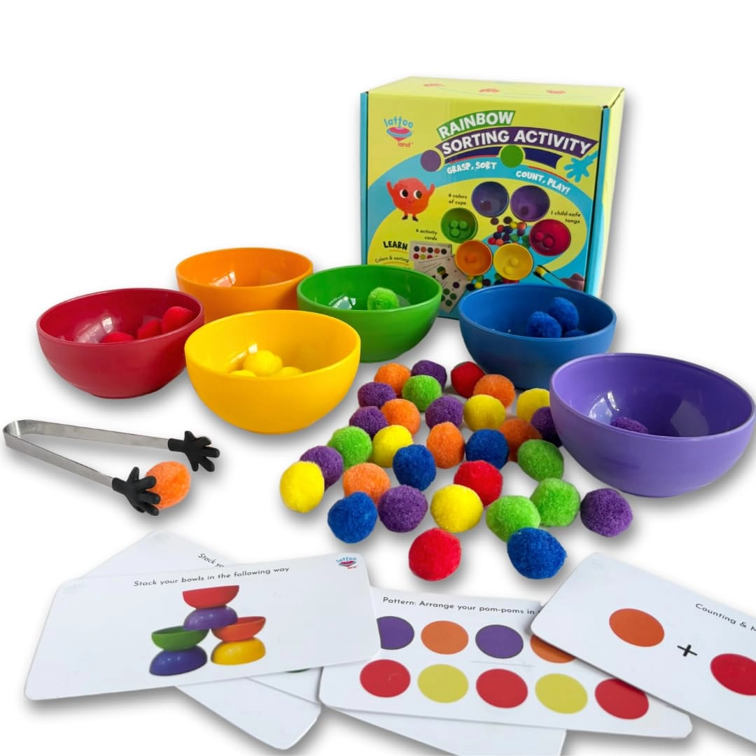 Lattooland Rainbow Sorting Activity Set - 2 3 4 5 year old 8 pieces