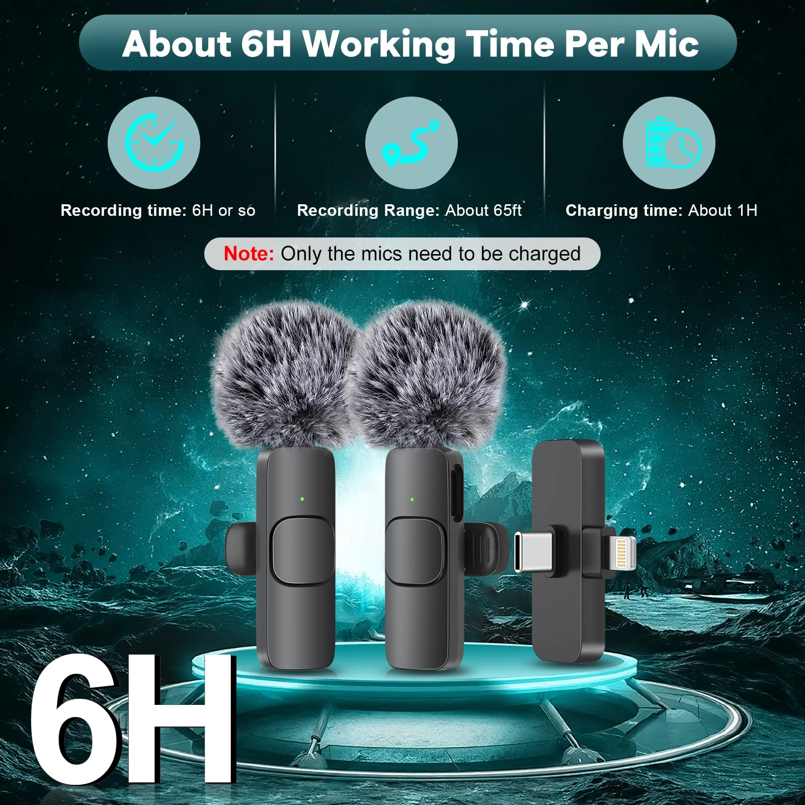 Wireless Microphone - 2 Clip on Microphones(Pink)